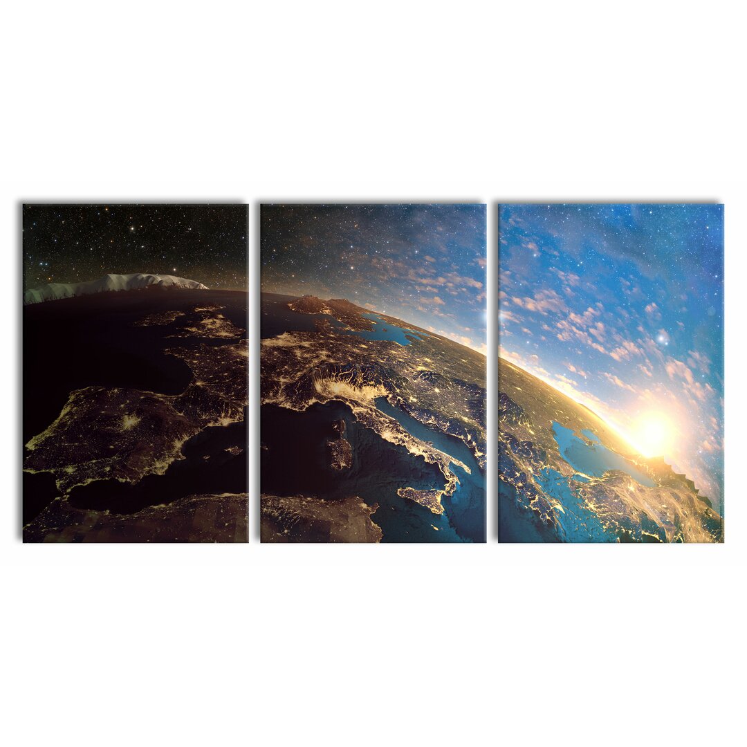 3-tlg. Leinwandbilder-Set Earth in Outer Space