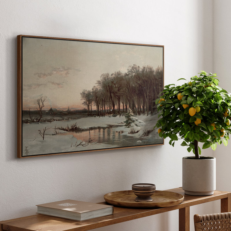 Paysage rétro - CCLXIX, H 25 po x l 37 po x P 2 po, Toile encadrée noyer flottant