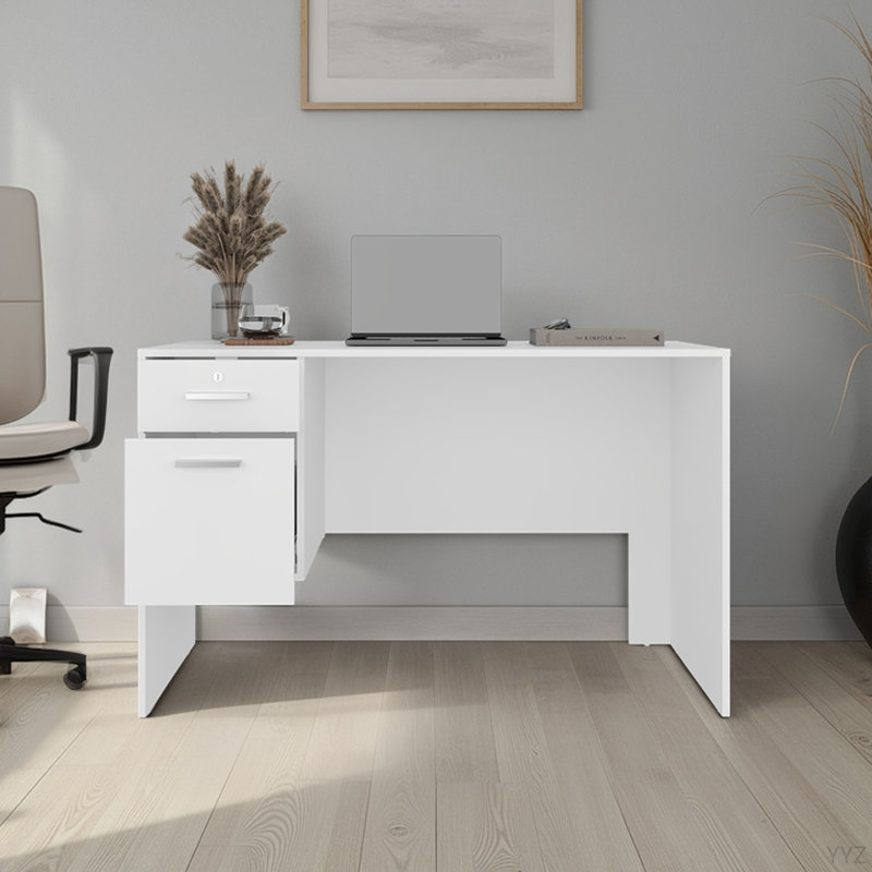 Bureau, 2 tiroirs, blanc