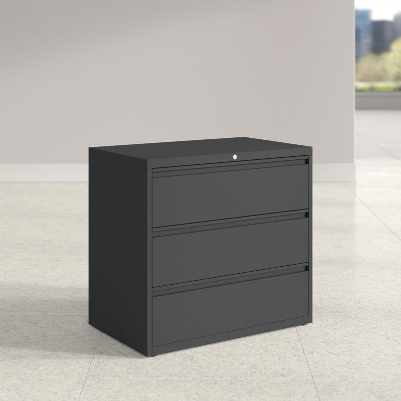 Harietta 42 " Wide 3 Steel Lateral Filing Cabinet, Black
