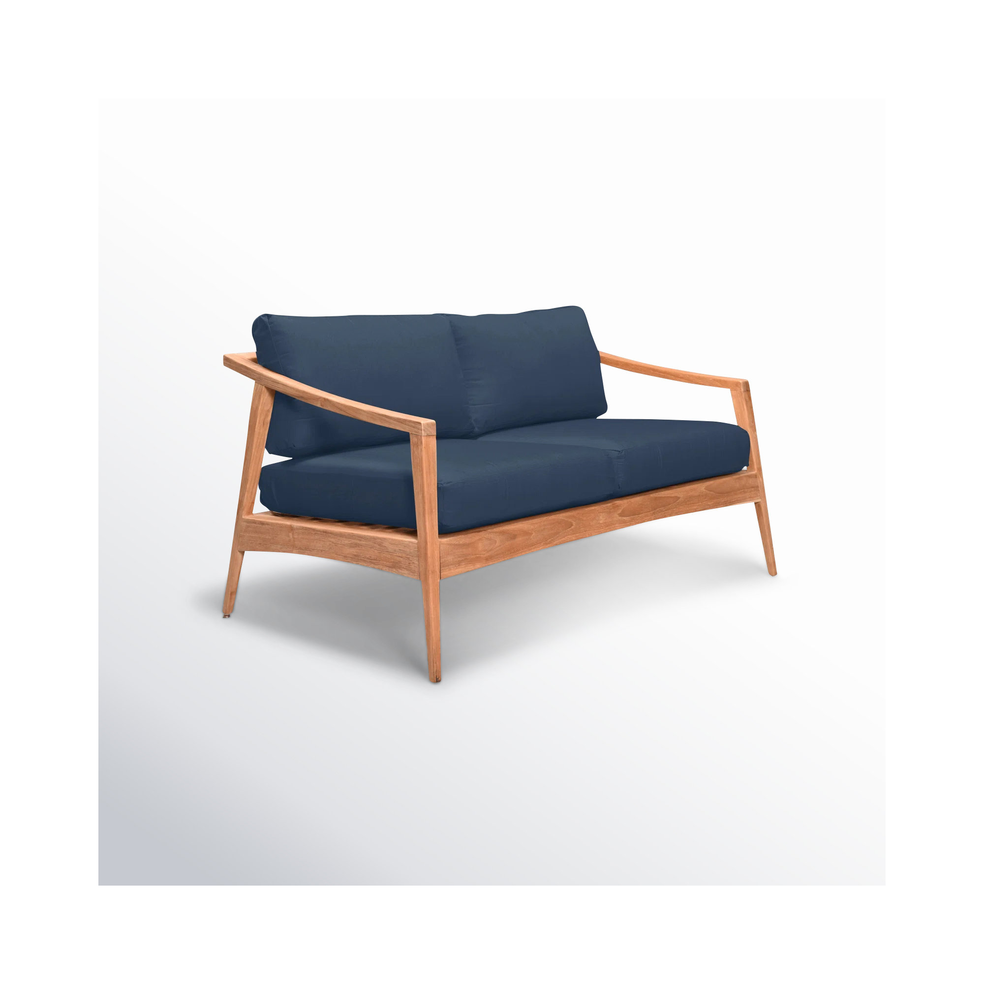 Elswick 59'' Wide Teak Loveseat with Sunbrella® Cushions, ndigo