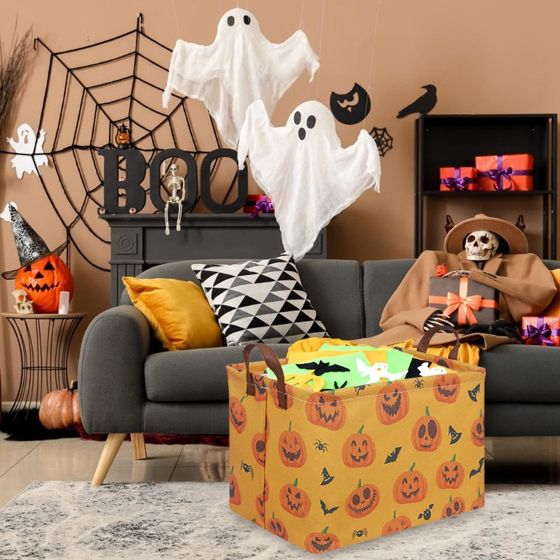 Rectangular Halloween Basket,Trick Or Treat Basket For Boys And Girls,Waterproof Collapsible Storage Box,Halloween Decor,Gift Box