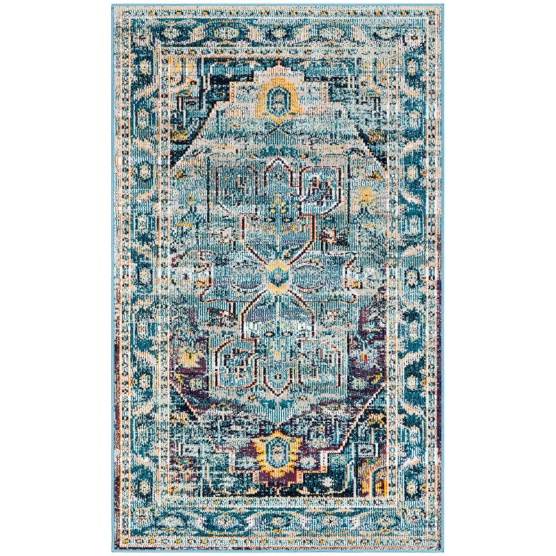 Tapis bleu sarcelle / mauve Lavine, Rectangle 3 pi x 5 pi