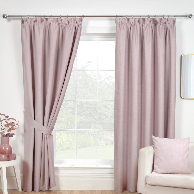 Forsman Pencil Pleat Blackout Curtains, 117 W x 229 D cm, Pink