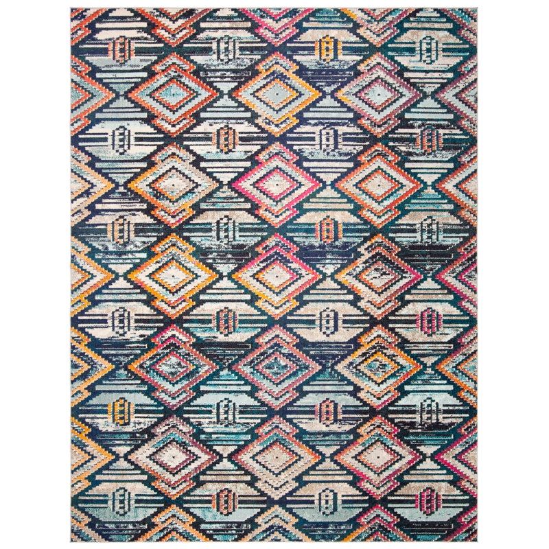 Tapis orange / rose / bleu Felty, Rectangle 8 pi x 10 pi