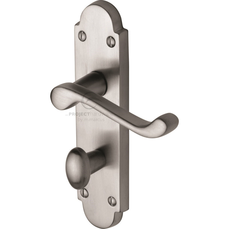 Heritage Brass Project Hardware Door Handle for Bathroom Milton Design, Satin Chrome