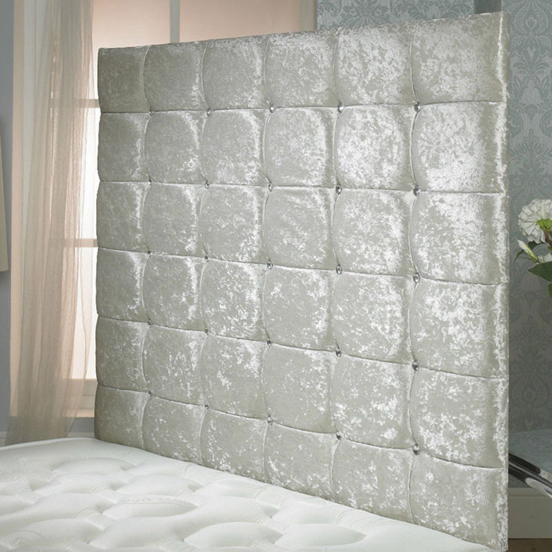 Shockley Upholstered Headboard, White, Super King (6'), Crushed Velvet Fabric