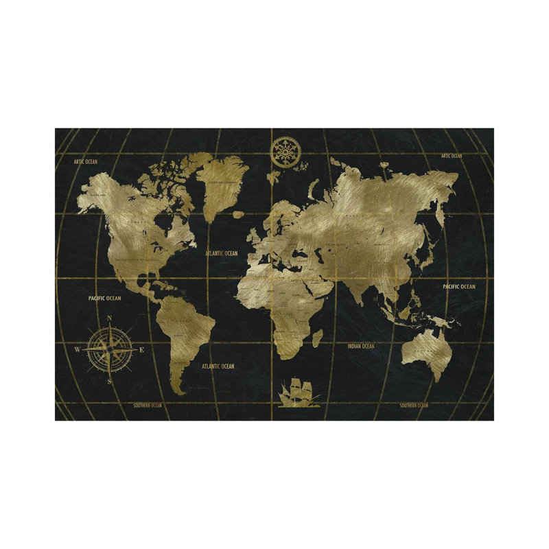 Golden World by Nan - Painting on Canvas, Wrapped Canvas, 20.32 cm H x 30.48 cm W