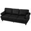 Canapé en cuir de style classique américain de 83 po, accoudoir rond avec clous argentés, structure et pieds en bois massif, coussin de siège à ressorts, housse amovible noire, espace de rangement moderne de 3 po, rembourré