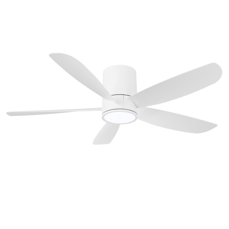 52 In. 5 Blades Flush Mount Indoor Ceiling Fan With Light Kit And Remote