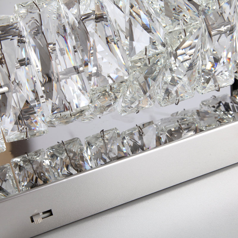 Applique murale de luxe à DEL en cristal avec finition chromée à intensité variable 3 lumières pour meuble-lavabo moderne