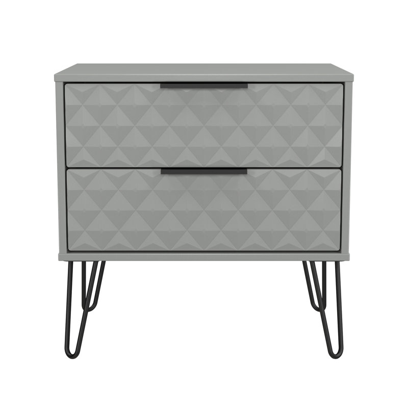 Harlequin 58cm W Manufactured Wood Bedside Table, Grey