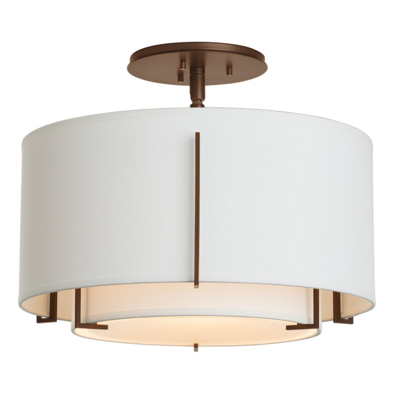 Exos 3 - Light Semi Flush Mount, Natural Anna, Bronze, 12.2" H x 16.1" W x 16.1" D