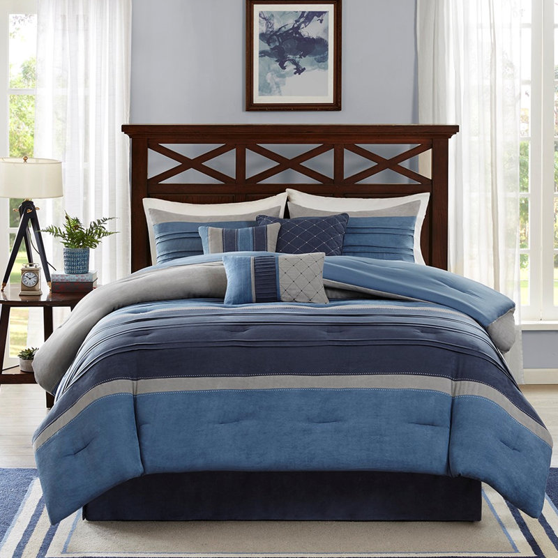 Édredon très grand - microsuède bleu marine, 7 pièces, 1 pièce, coussin lavable à la machine