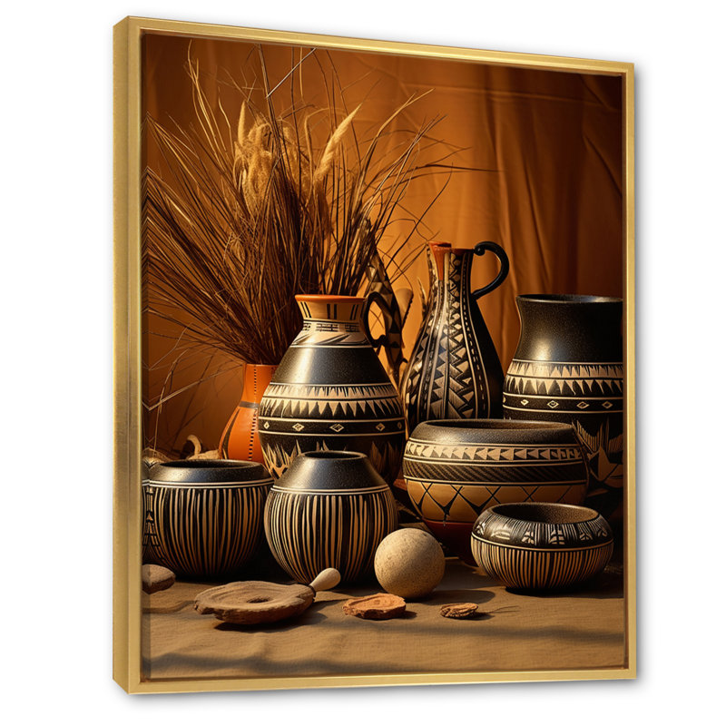 Art de la ville de Villeparis, poterie Serenity I, H 32 po x l 16 po x P 1 po, Cadre flottant doré