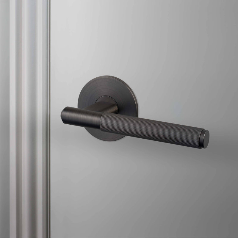 Round Passage (Hall & Closet) Door Lever with Round Rosette, Smoked Bronze