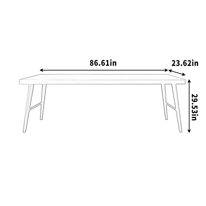 Pieds en pin massif massif, H 29,53 po x l 86,61 po x P 23,62 po