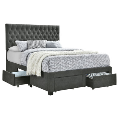 Soledad Upholstered Queen Storage Panel Bed Light Gray