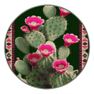 Washable Prickly Pear Southwestern Area Rug