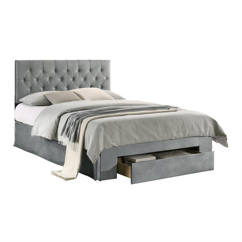 Aerilyn Upholstered Storage Bed, Silver Grey, Kingsize (5')