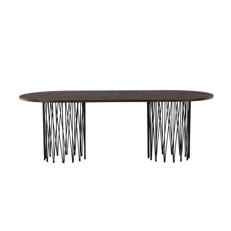 Stone Oval Dining Table - Black / Mocca Veneer