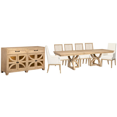 Table de salle à manger à tréteaux avec 4 chaises d'appoint et buffet Gordonville