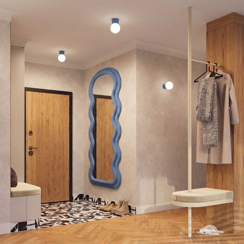 Halo Aluminium Flush Mounted Sconce, Light Blue