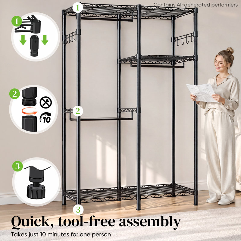 114.2cm Adjustable Portable Wardrobe