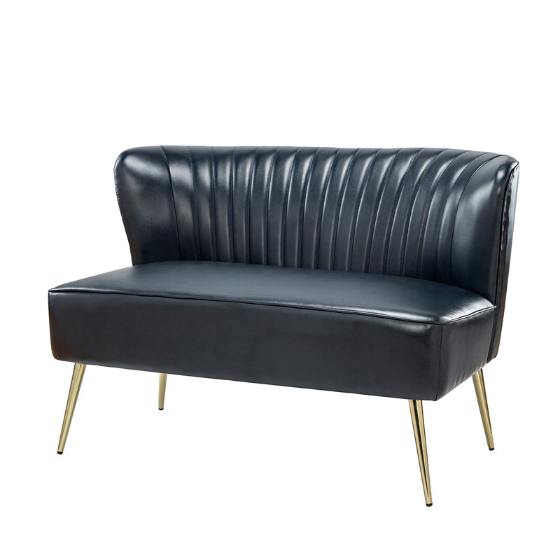 Causeuse Euclid, Similicuir bleu marine