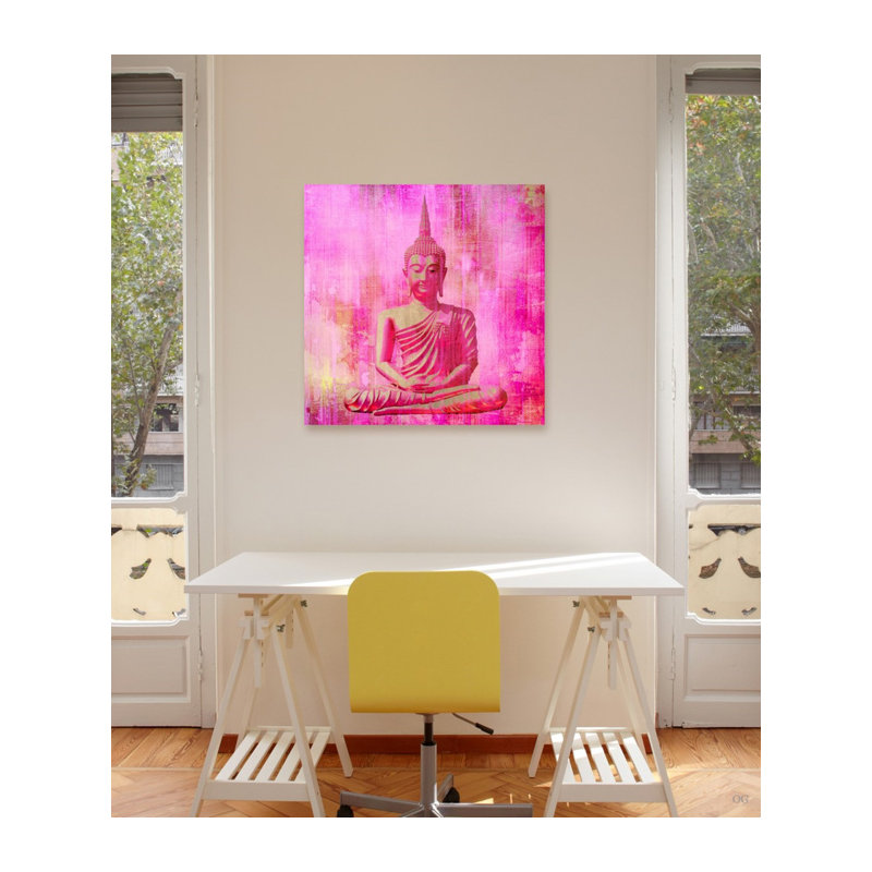 Bouddha rose - impression sur toile tendue, H 20 po x l 20 po x P 1,5 po, Toile tendue