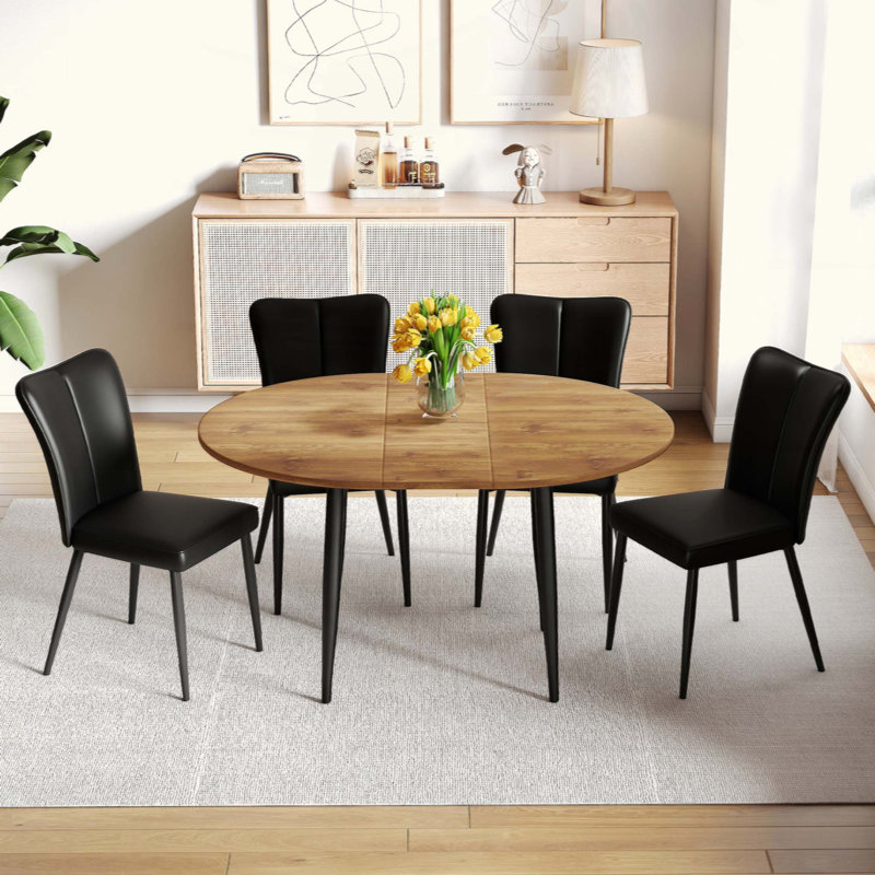 Ensemble de table de salle à manger extensible MDF en bois de style moderne pour des rassemblements polyvalents