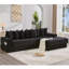 Canapé modulaire en L 110,75 po, canapé modulaire en velours côtelé, avec repose-pieds mobile, porte-gobelets, 8 coussins décoratifs, poche latérale, déplier dans un lit, noir-1709417269