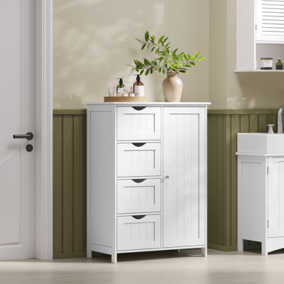 Manhattan Floor Storage Cabinet, Cabinet Freestanding, with 4 Drawers, Adjustable Shelf