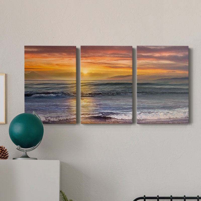 Plage Sundans Descanso - Toile tendue avec châssis de qualité supérieure - prête à être accrochée, H 12 po x l 24 po x P 1 po