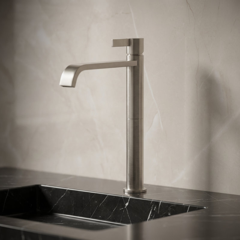 High Single Lever Basin Mixer Faucet, Brushed Nickel
