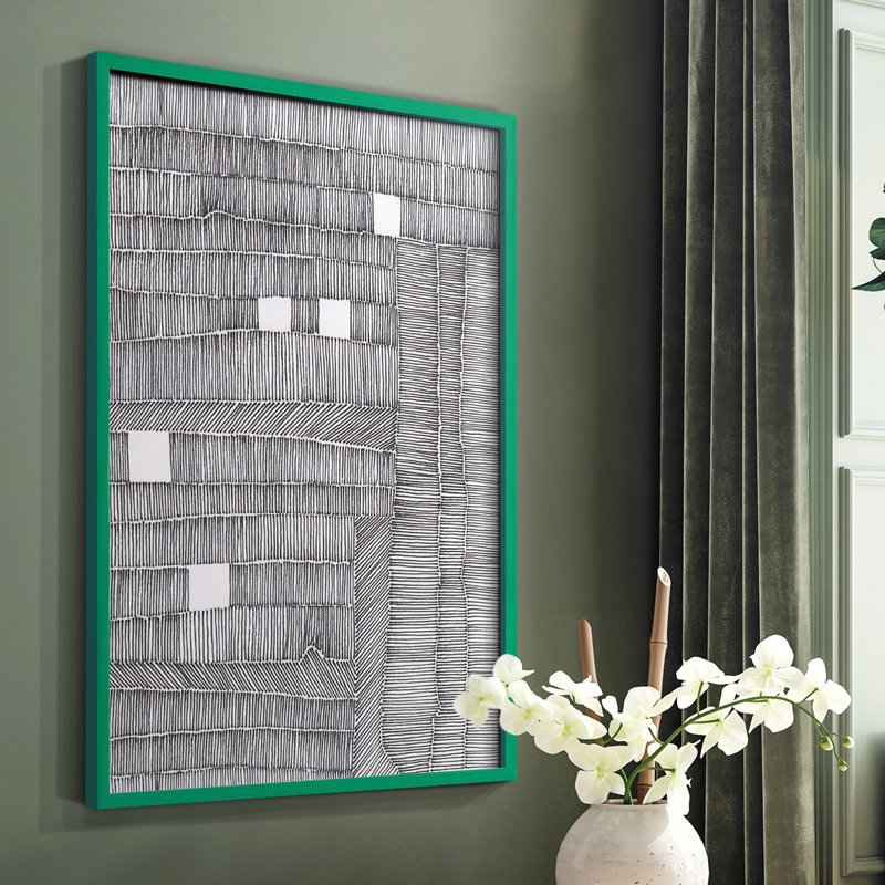«Tedious II», reproduction encadrée - bois massif, Vert, H 10 po x l 8 po