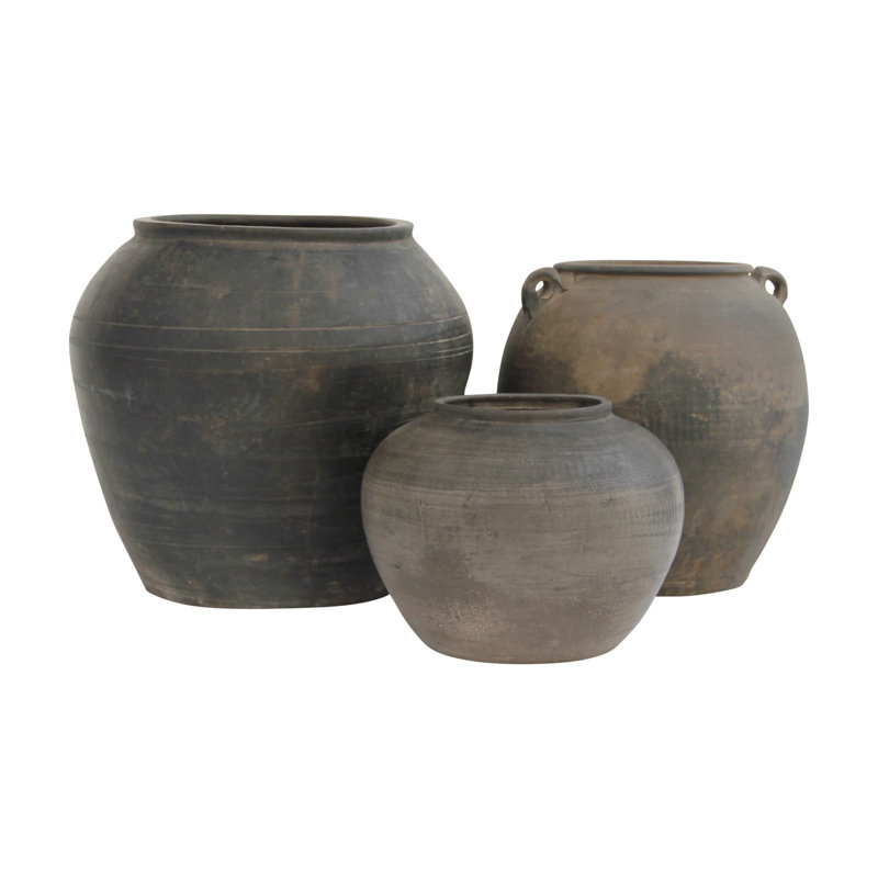 Black Indoor / Outdoor Earthenware, 10" H x 11" W x 11" D