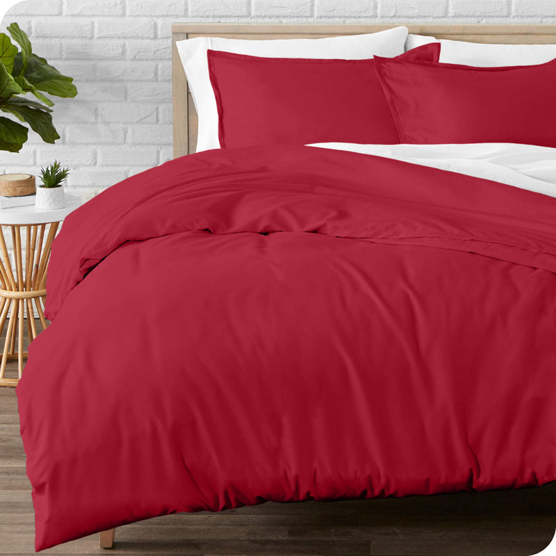 Red Heavyweight Cotton Flannel King/California King Duvet Cover Set
