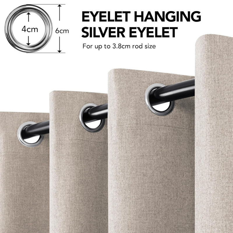 Blackout Curtain Panel Pair, Beige, 117cm Width x 229cm Drop