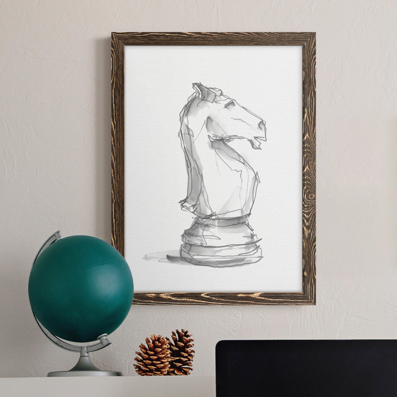 Chess Room Study I, reproduction d'art sur toile, H 20 po x l 17 po x P 1 po, Cadre noyer