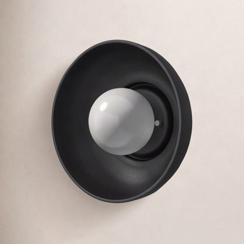 Rana Ceramic Flush Mounted Sconce, Carbon Matte Black