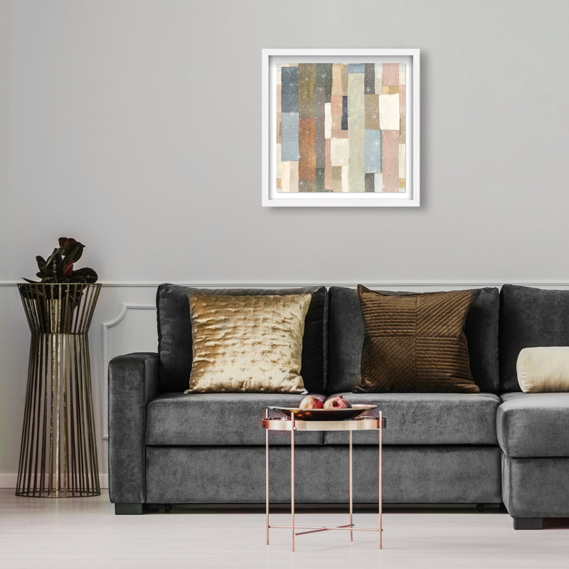 Beige Blocks II Shadowbox Abstract Print by Oliver Gal, Black Frame, 12 x 12, 17.5"H x 17.5"W, White Frame