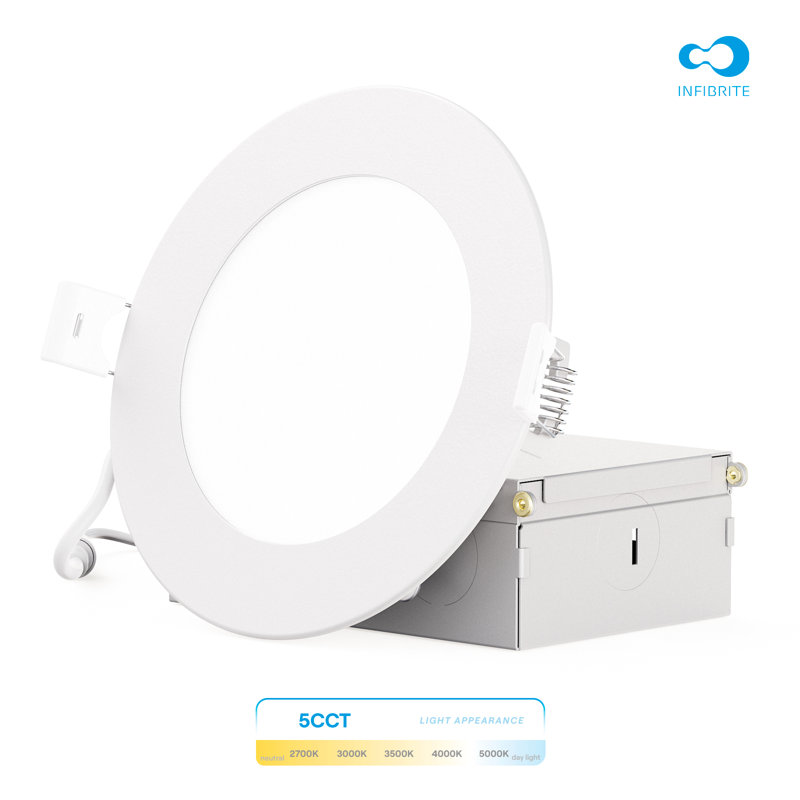 4 po DEL mince encastrée, 9 W, 5 CCT sélectionnable, à intensité variable