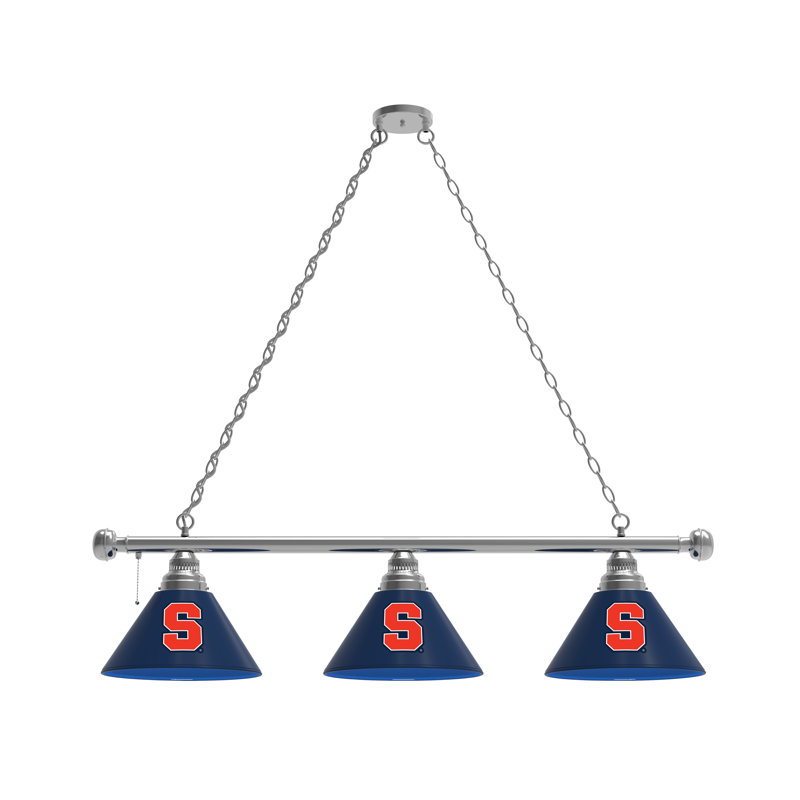 3 - Light Pool Table Lights Pendant, Chrome, Syracuse Orange