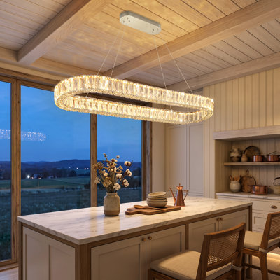 Modern Dimmable Crystal Led Long Chandelier