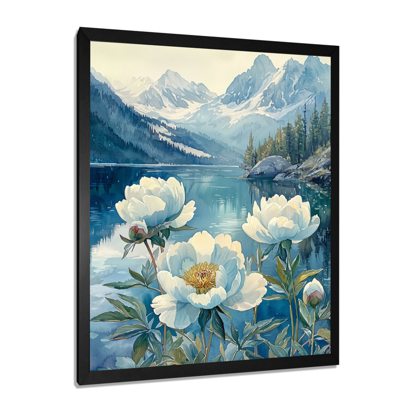 Carnahagh - Floral Wall Art, H 44 po x l 34 po, Noir, noir, noir, noir, Reproduction encadrée d'une seule photo