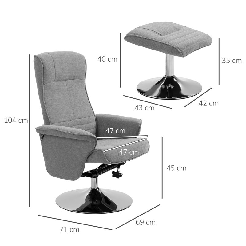 69cm Wide Velvet Swivel Standard Recliner