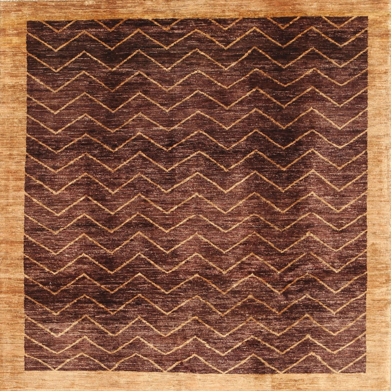 Tapis contemporain brun, Carré 8 pi