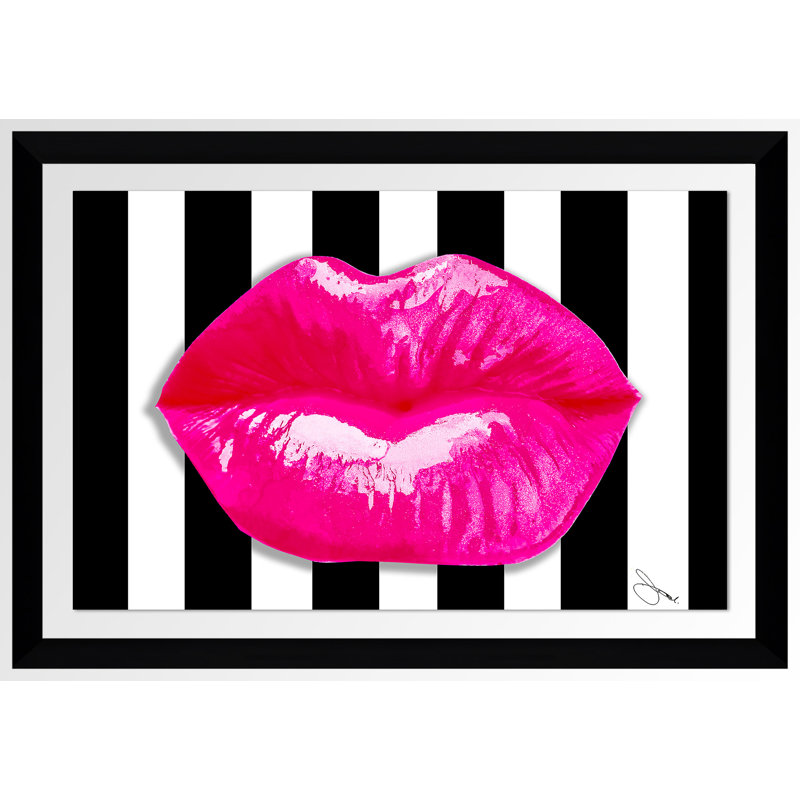 " Pucker Up 2 ", 21.5" H x 27.5" W x 0.75" D, Black Framed, Transparent Mat