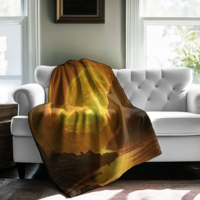 Dreamy Lunar Glow - couverture en sherpa de qualité supérieure 1 pièce - reproduction d'art luxueuse, Grand lit